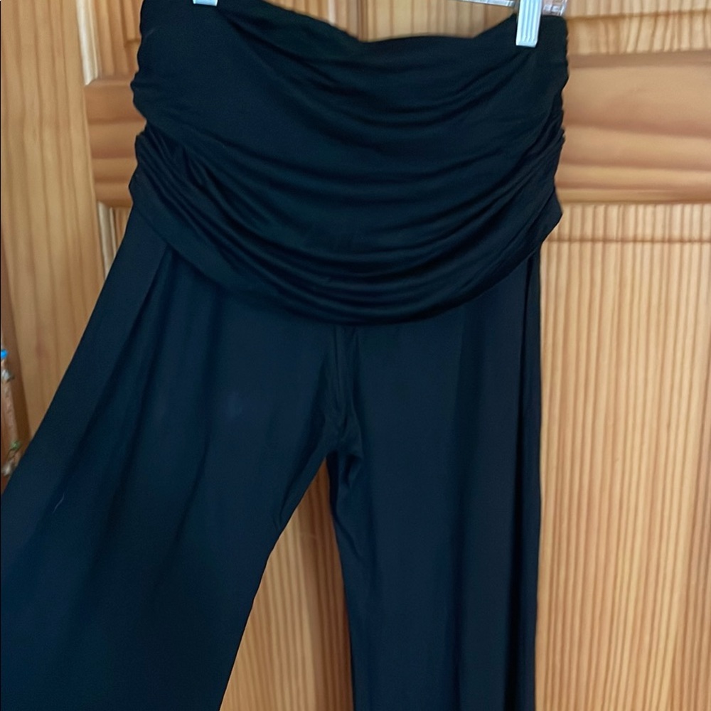 Black wide leg pant with skirt & Side Ties - Picture 9 of 12
